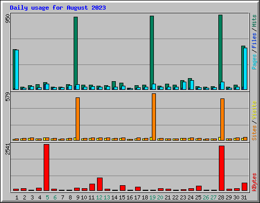 Daily usage for August 2023